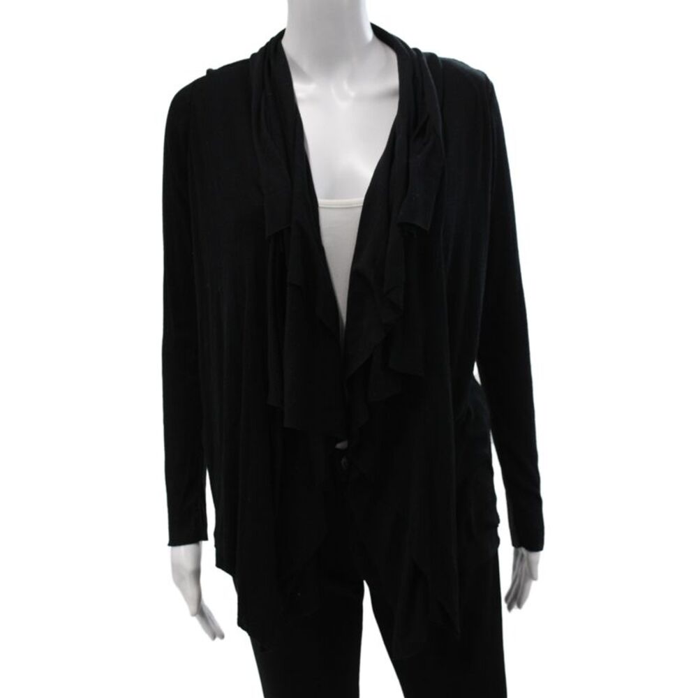 Barneys New York Women Cardigan Sweater Black Cowl Neck Long Sleeve Size XS